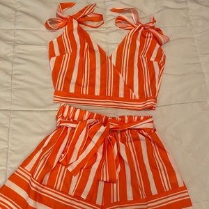 Orange and white two piece